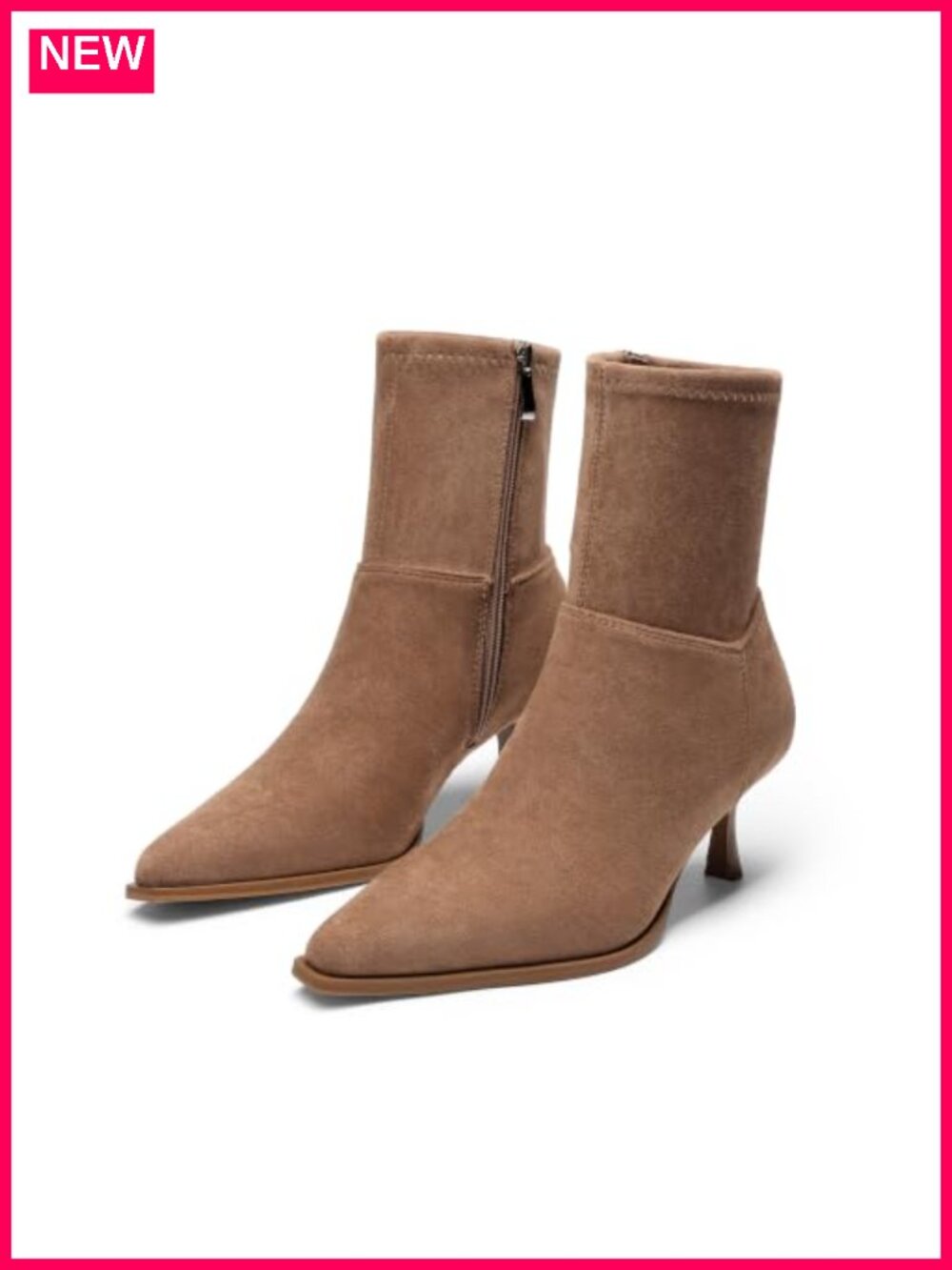 Women's Pointed Toe Kitten Heel Ankle Boots Faux Suede